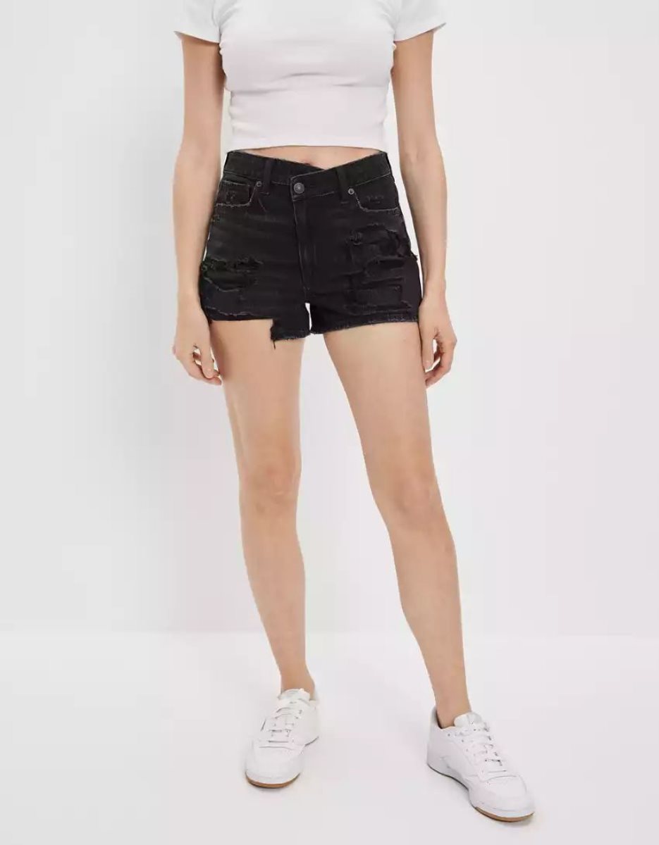 Shorts American Eagle AE Denim Mom Noir Femme | DQY-21011726